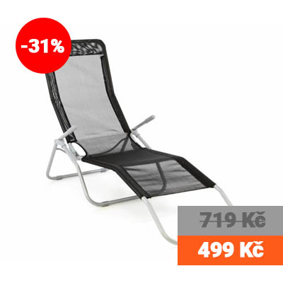 Zahradní sklopné lehátko s černou textilií